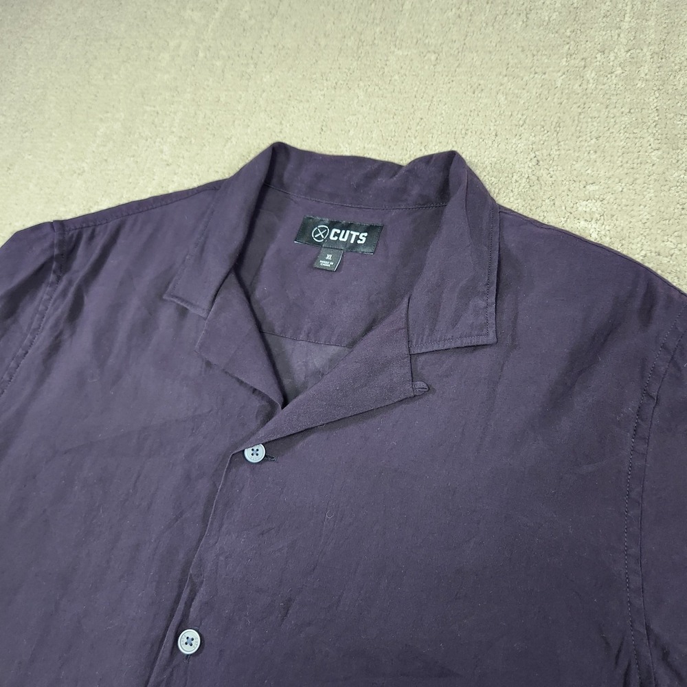 Cuts Clothing Loop Collar Shirt Men XL Black Rayon Hyperloop Camp Button Up